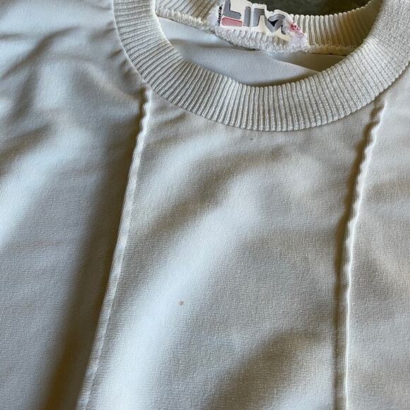 Vintage Fila Made in Italy Pockets Crewneck Sweatshirt 34 White Cream Geometric - Picture 5 of 16